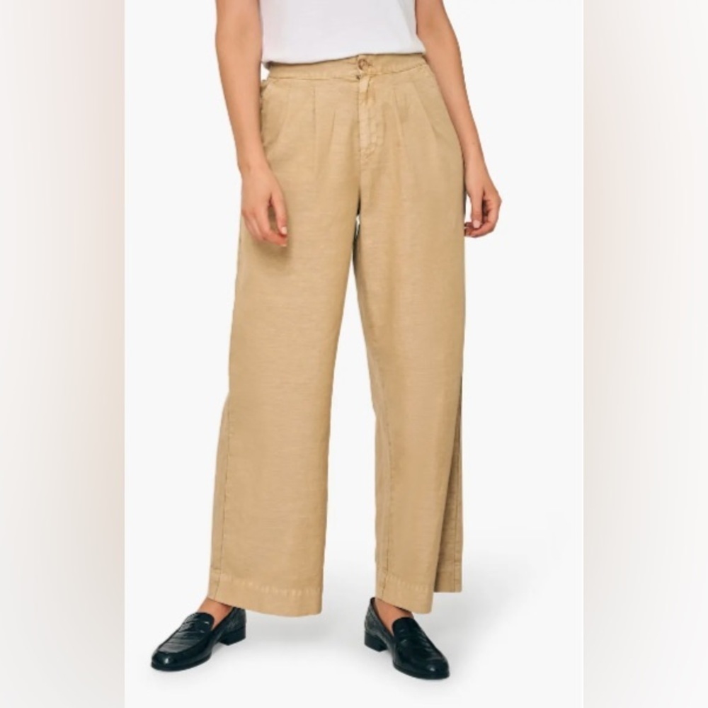 Faherty Marin High Waist Wide Leg Cotton linen Canvas Pants Size 4